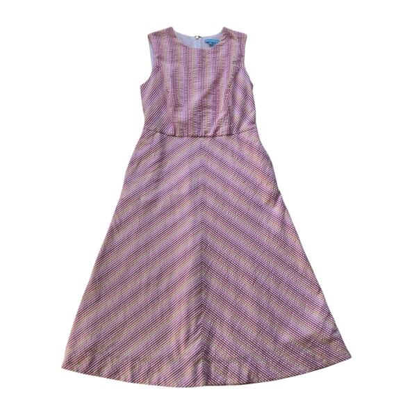 Draper James Chevron Print Midi Dress Size 10 Summer Pockets - Picture 1 of 6